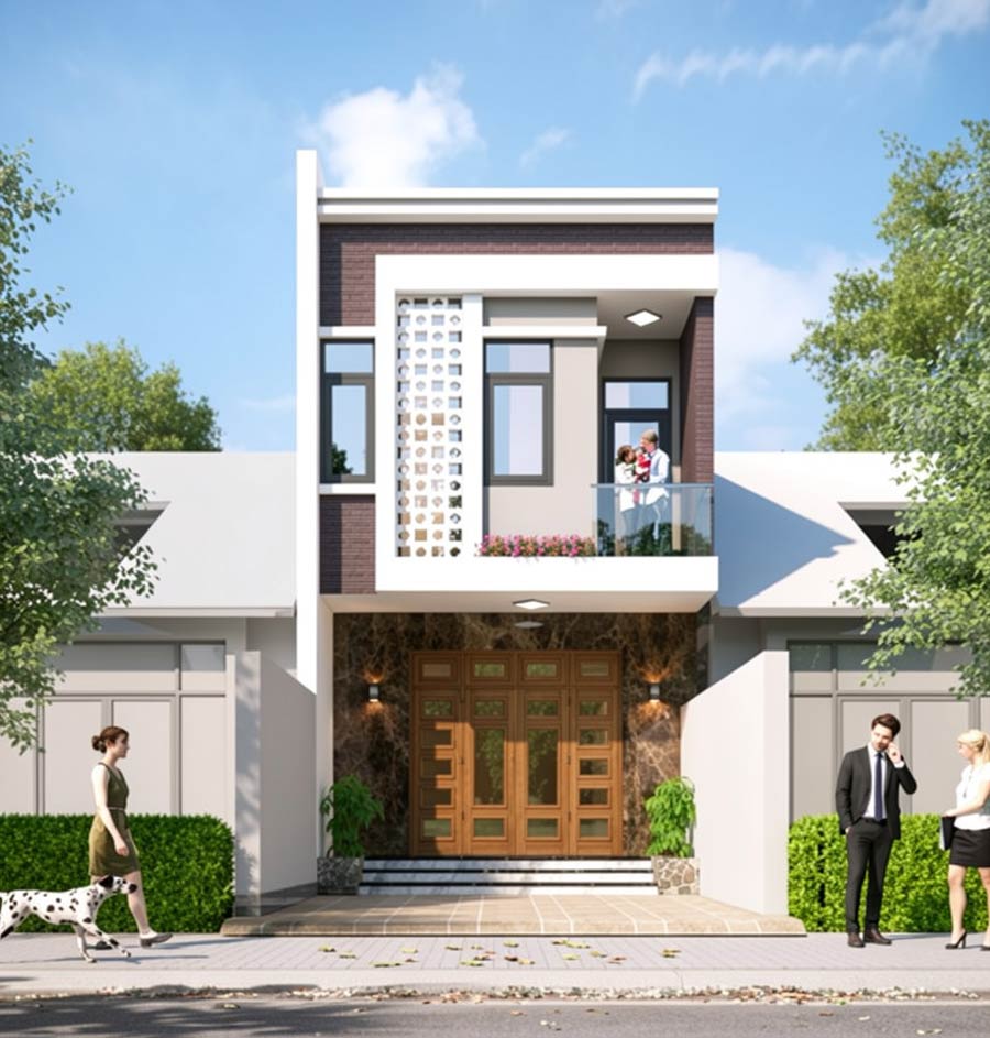 Thiết kế nhà 2 tầng 40m2 mái bằng