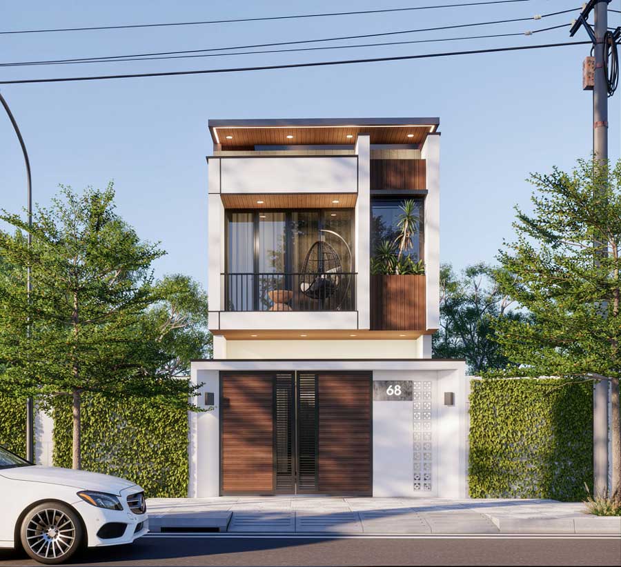 Thiết kế nhà 2 tầng 40m2 mái bằng