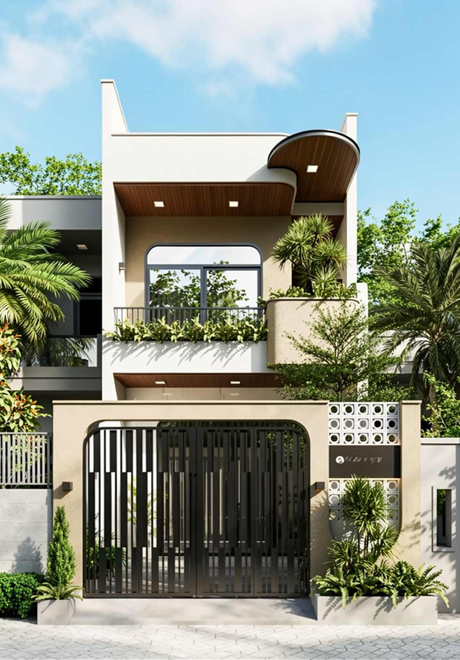 Thiết kế nhà 2 tầng 40m2 mái bằng