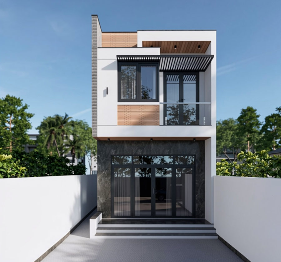 Mẫu thiết kế nhà 40m2 2 tầng tối giản