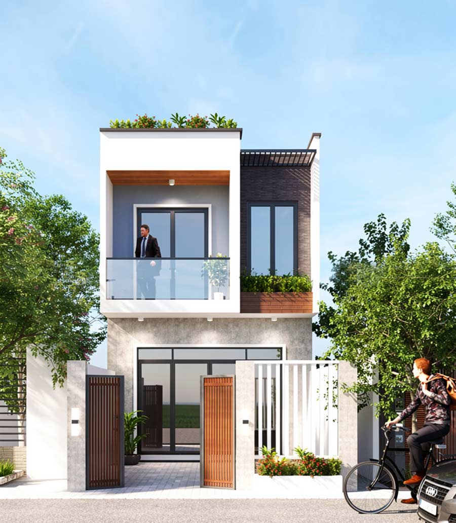 Mẫu thiết kế nhà 40m2 2 tầng tối giản
