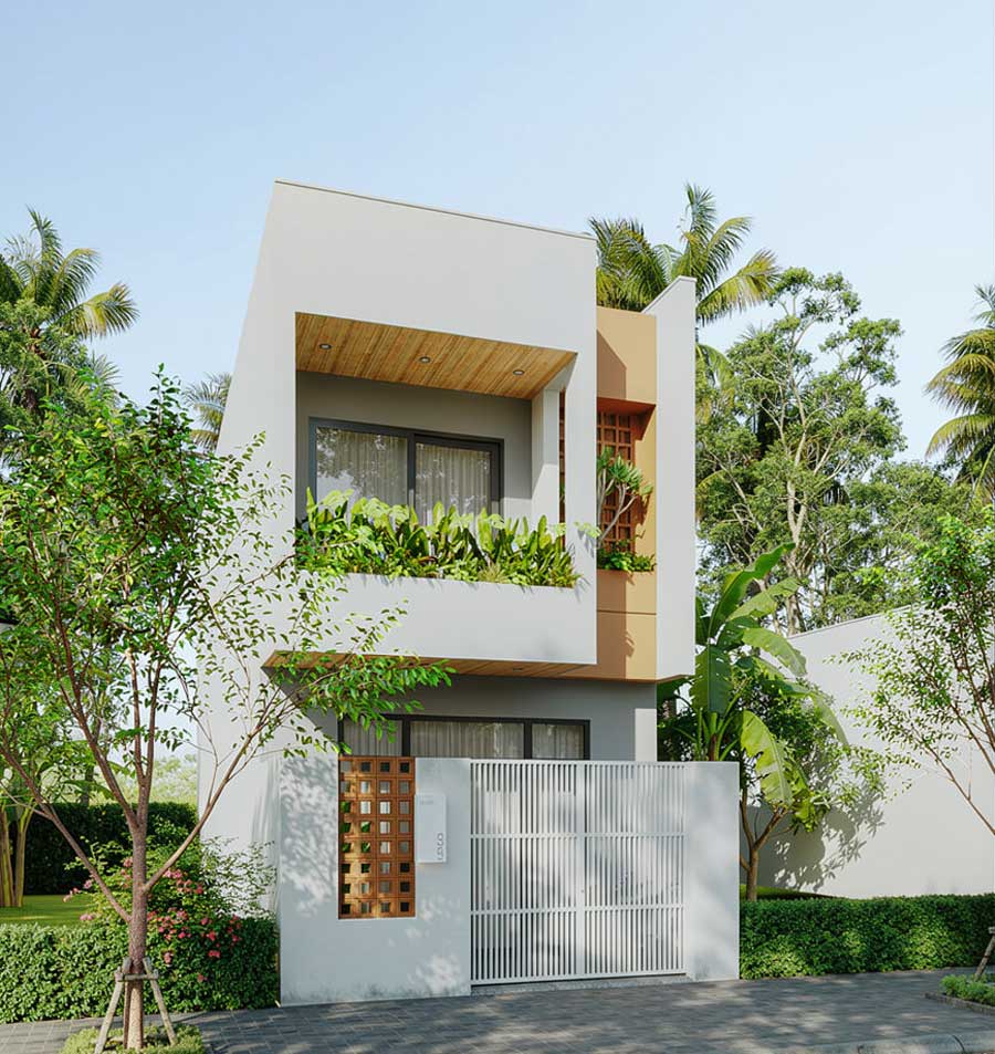 Mẫu thiết kế nhà 40m2 2 tầng tối giản