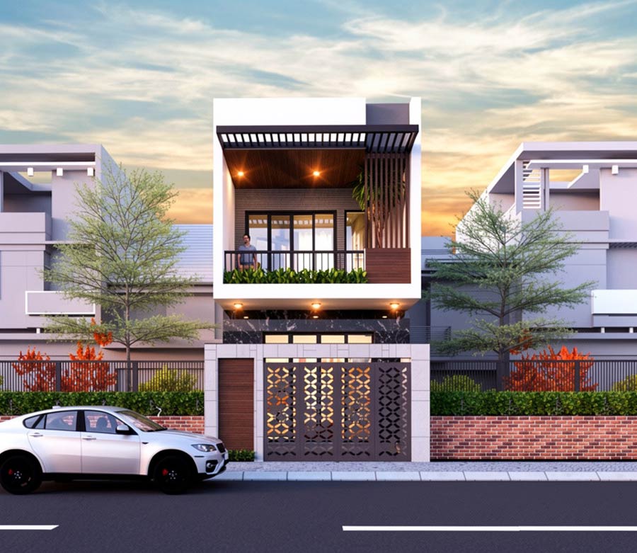Mẫu thiết kế nhà 40m2 2 tầng tối giản