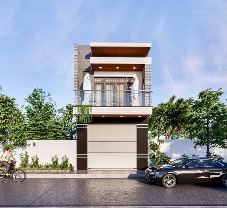 Thiết kế nhà 2 tầng 50m2 có gara