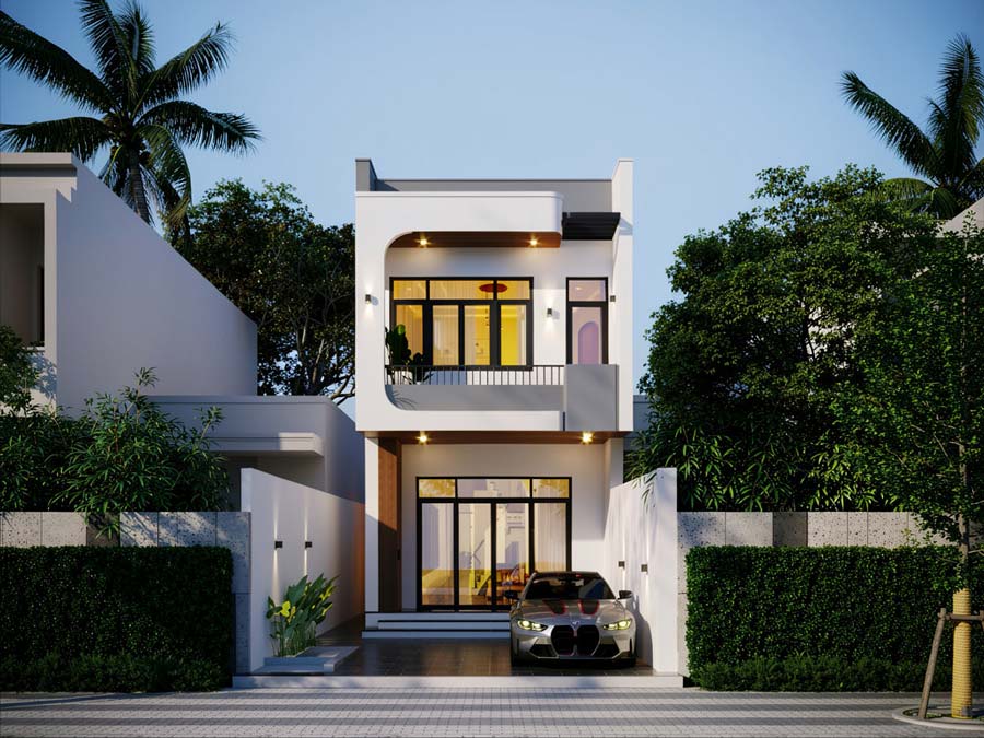 Thiết kế nhà 2 tầng 50m2 có gara