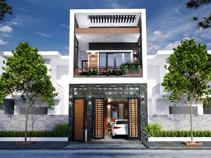 Thiết kế nhà 2 tầng 50m2 có gara