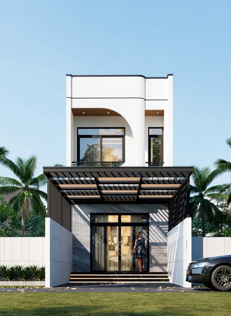 Mẫu thiết kế nhà 50m2 2 tầng mái bằng