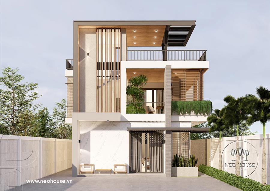 Mẫu thiết kế nhà 2 tầng có phòng thờ tầng 2 hiện đại