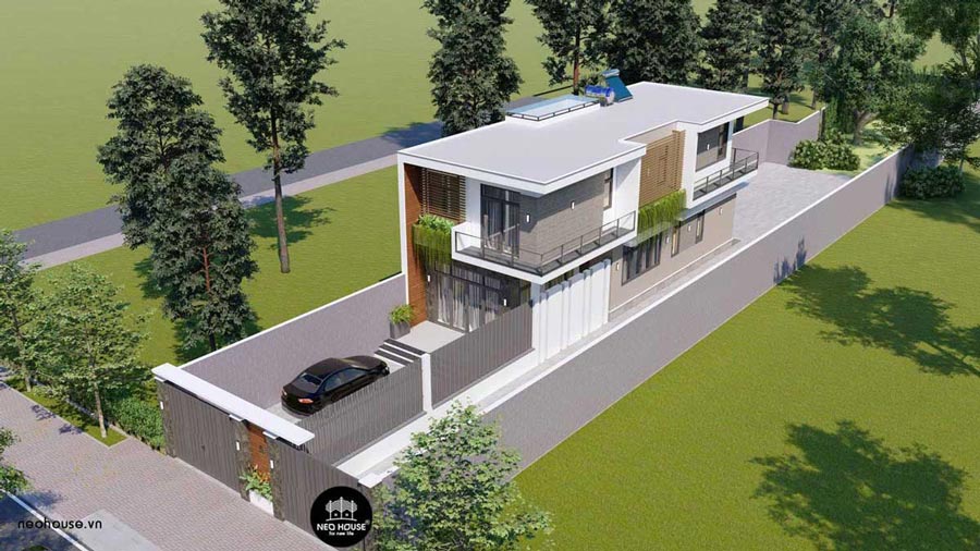 Thiết kế nhà 2 tầng hướng Tây 4 phòng ngủ