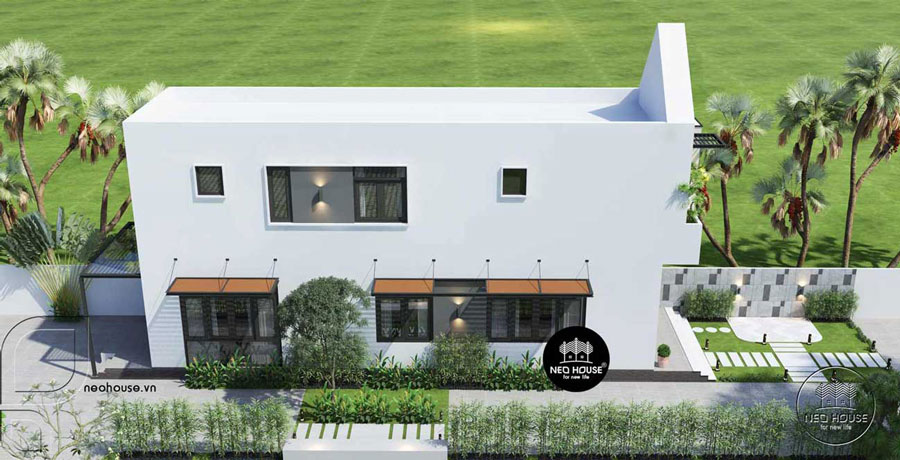 Thiết kế nhà 2 tầng hướng Tây có sân vườn