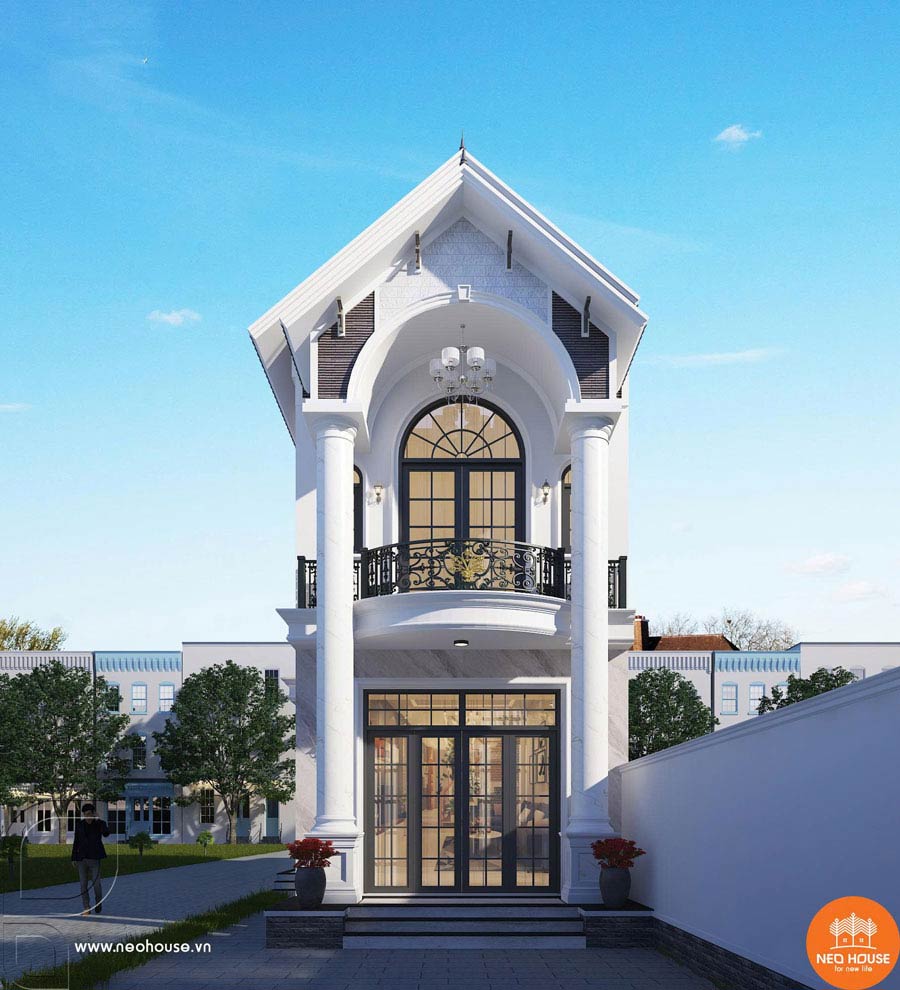Thiết kế nhà 2 tầng hướng Tây mái Thái