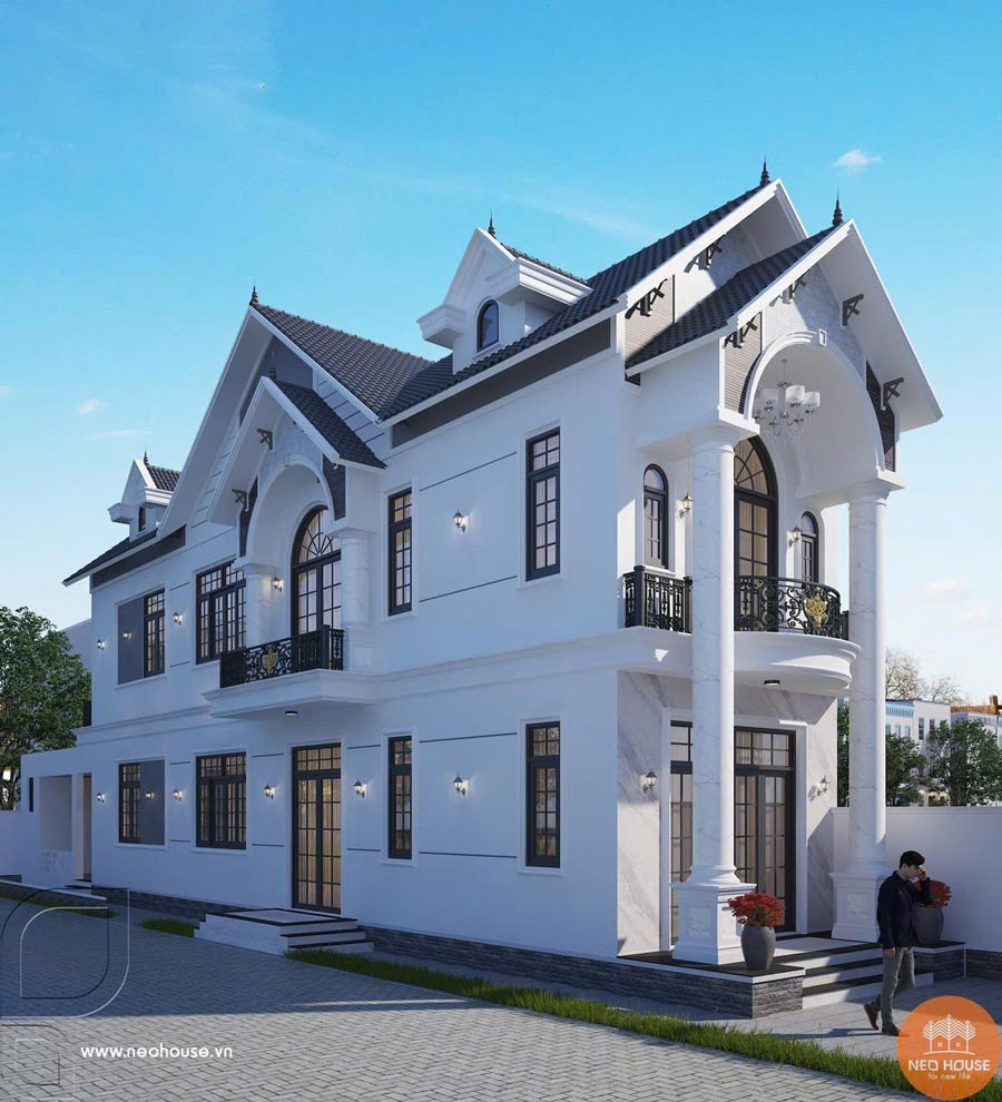 Thiết kế nhà 2 tầng hướng Tây mái Thái