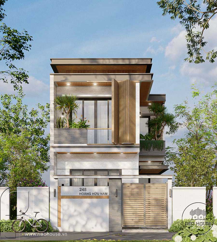 Mẫu thiết kế nhà 2 tầng hướng Tây mái bằng