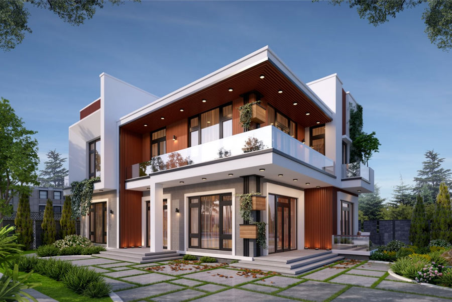 Mẫu nhà 2 tầng không gian mở hiện đại
