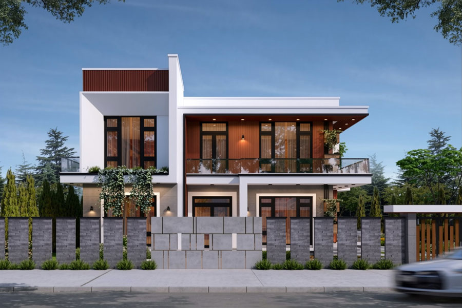 Mẫu nhà 2 tầng không gian mở hiện đại