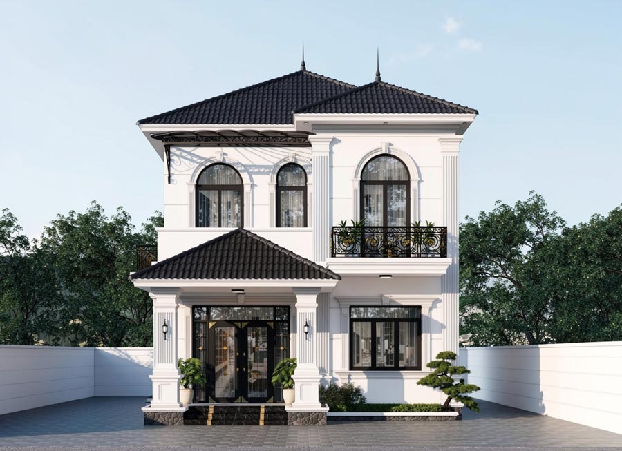 Mẫu nhà 2 tầng mái Nhật có phòng thờ tầng 2