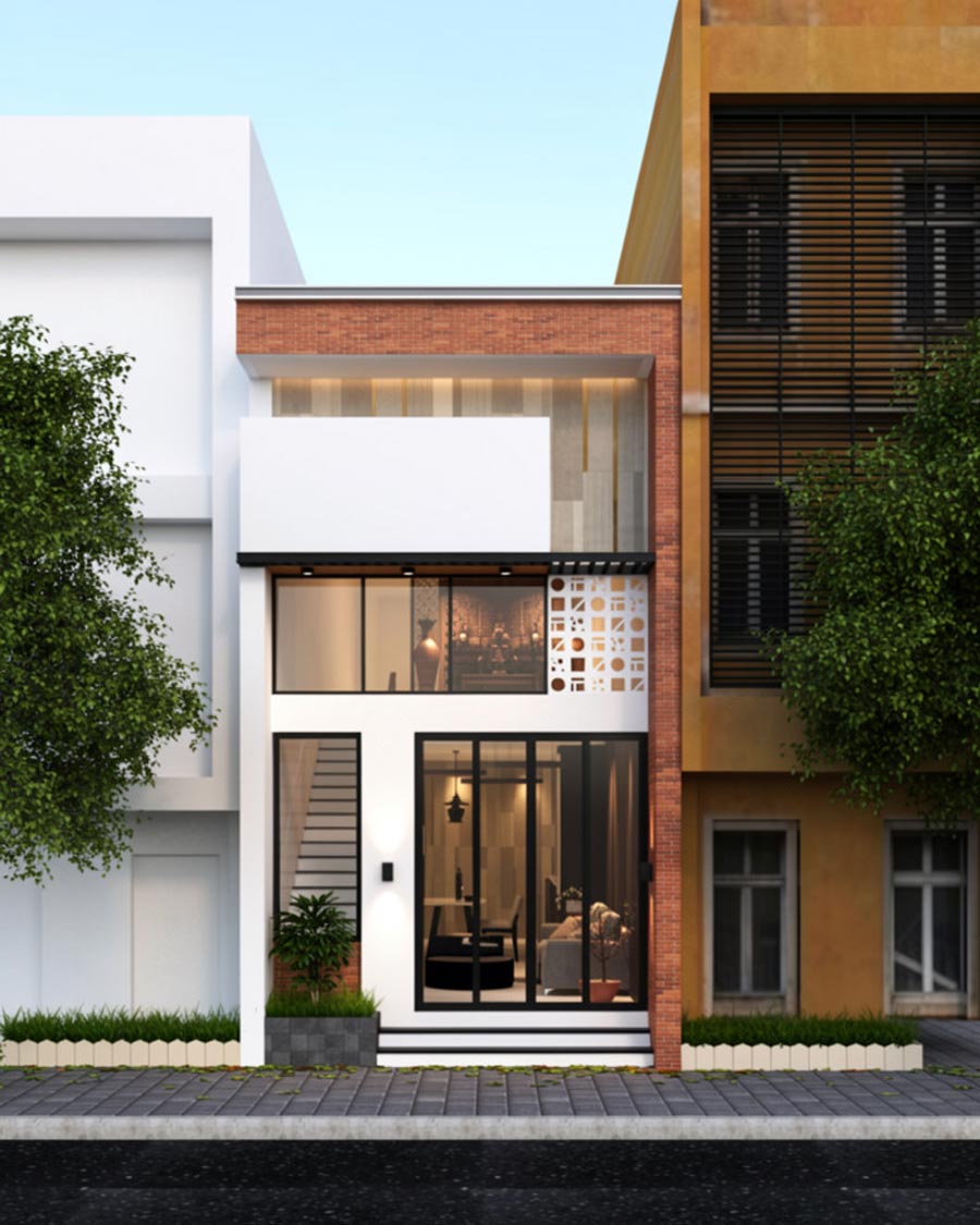 Mẫu nhà 30m2 2 tầng có gác lửng