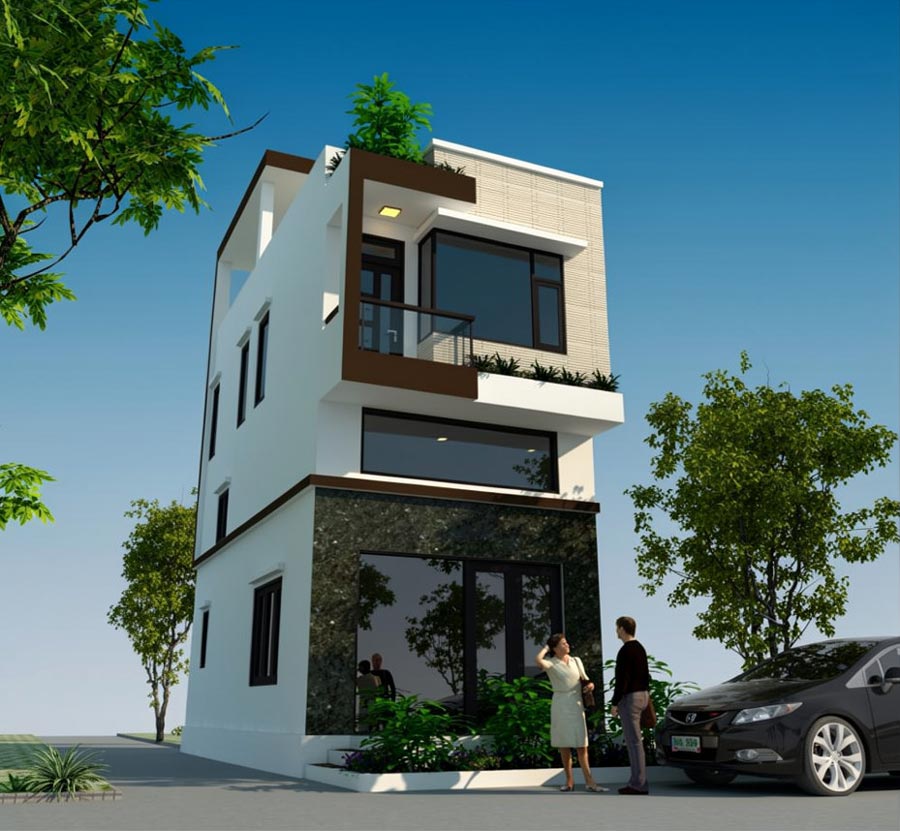 Mẫu nhà 30m2 2 tầng có gác lửng