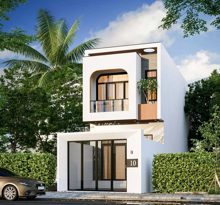 Thiết kế nhà 30m2 2 tầng có giếng trời