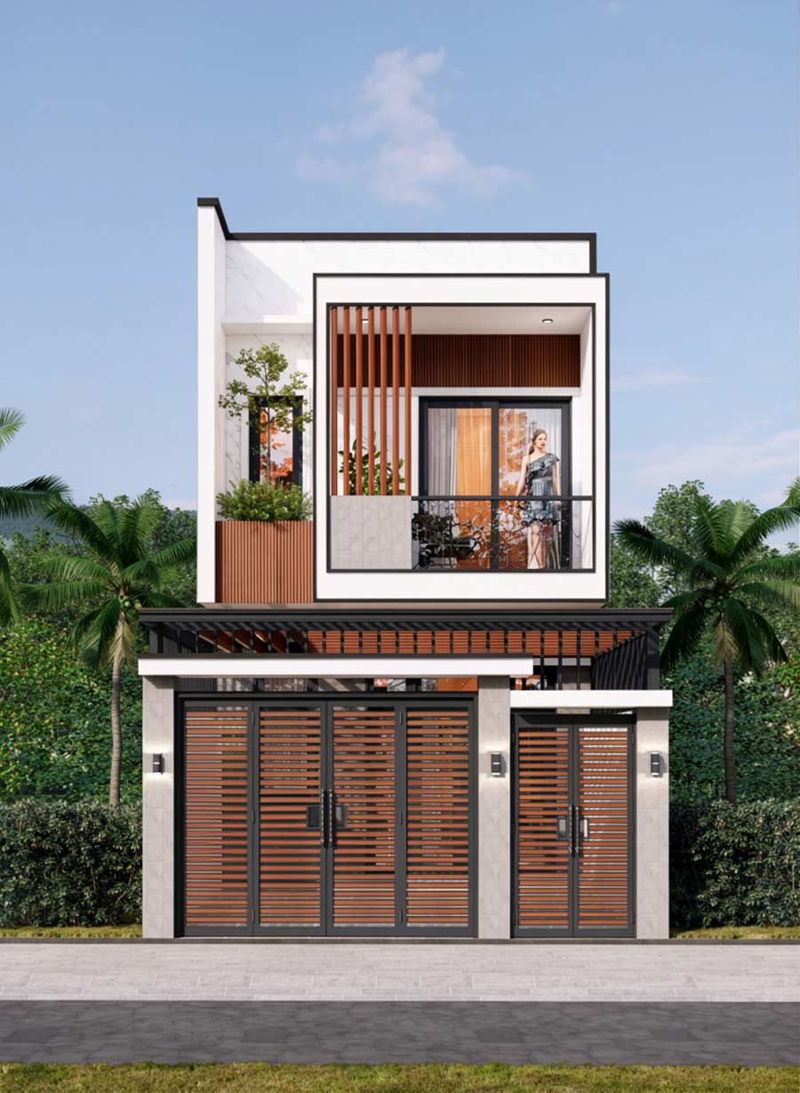 Mẫu thiết kế nhà 30m2 2 tầng mái bằng