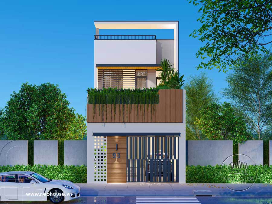 Thiết kế nhà ống 2 tầng hướng Tây đẹp