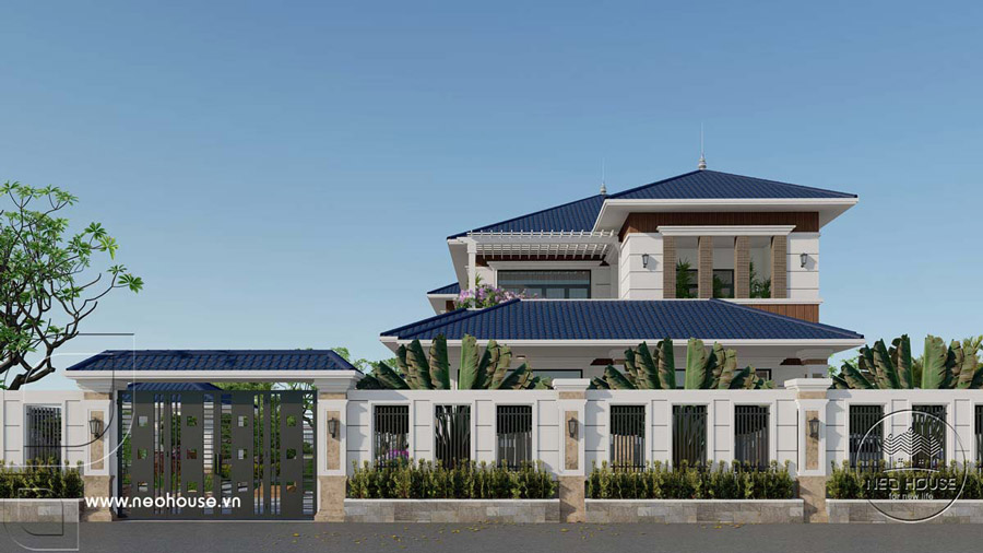 Phương án phối cảnh nhà 2 tầng 4 phòng ngủ