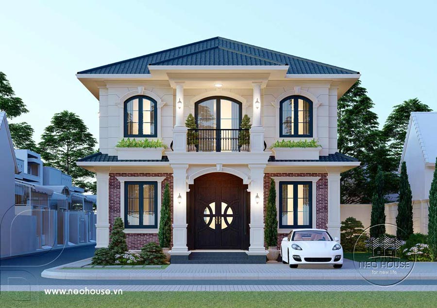 Phối cảnh nhà 2 tầng phong cách tân cổ điển