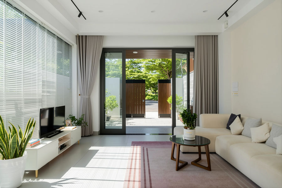 Tận dụng cửa kính để lấy sáng nhưng cần kiểm soát nắng