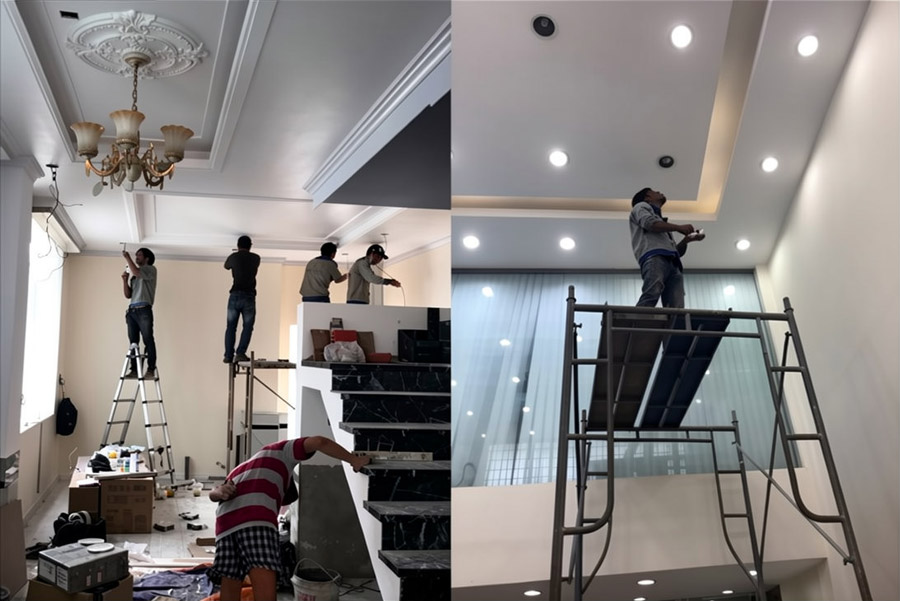 Bước 4: Lắp đặt thiết bị điện, nước và thiết bị vệ sinh