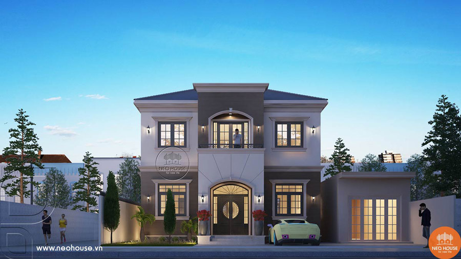 Mẫu thiết kế nhà 2 tầng kiểu châu Âu có phòng thờ tầng 1