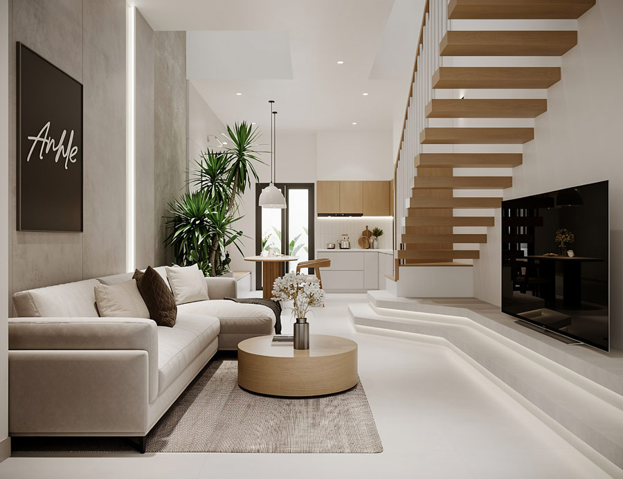 Nội thất phòng khách nhà 2 tầng 40m2