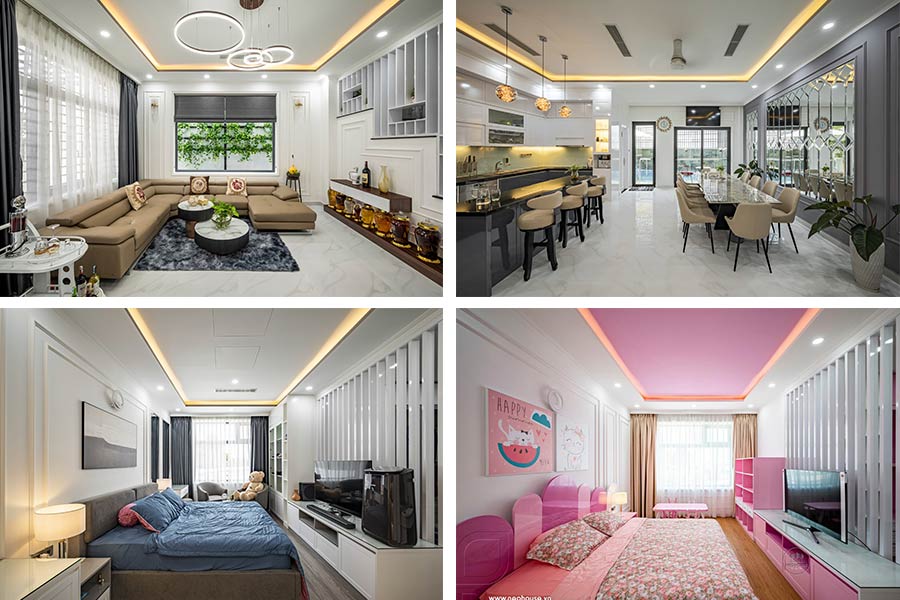Chi phí hoàn thiện nội thất nhà 2 tầng 1 tum 80m2