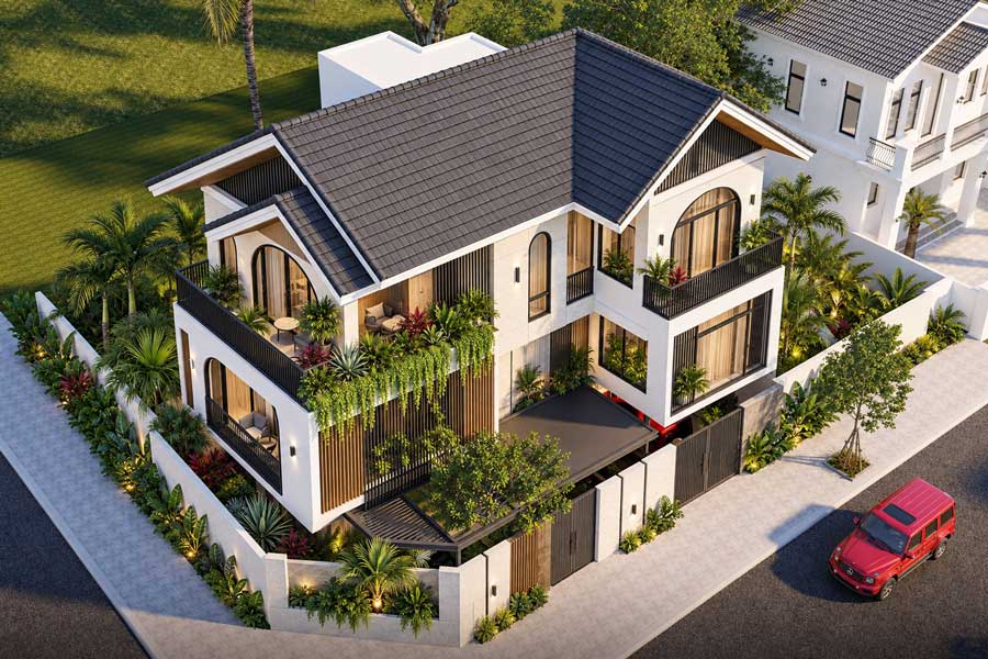 Đặc trưng nổi bật của nhà chữ L 2 tầng 1 tum