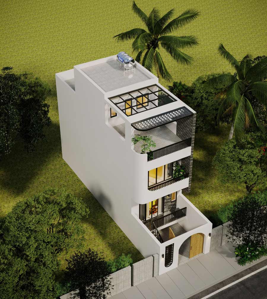 Mẫu nhà 2 tầng 1 tum 3 phòng ngủ đơn giản đẹp