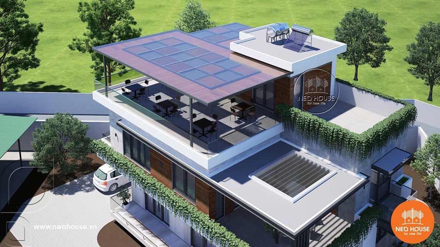 Mẫu nhà 2 tầng 1 tum 3 phòng ngủ hiện đại