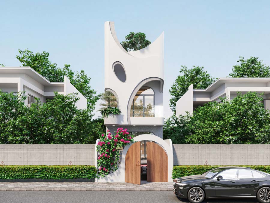 Mẫu nhà 2 tầng 1 tum 3 phòng kết hợp kinh doanh