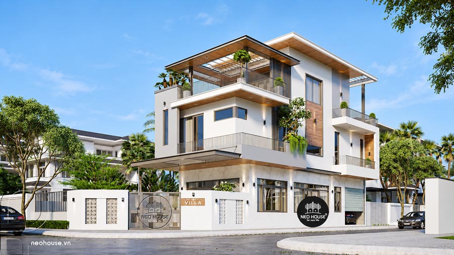 Mẫu nhà 2 tầng 1 tum mái tôn hiện đại