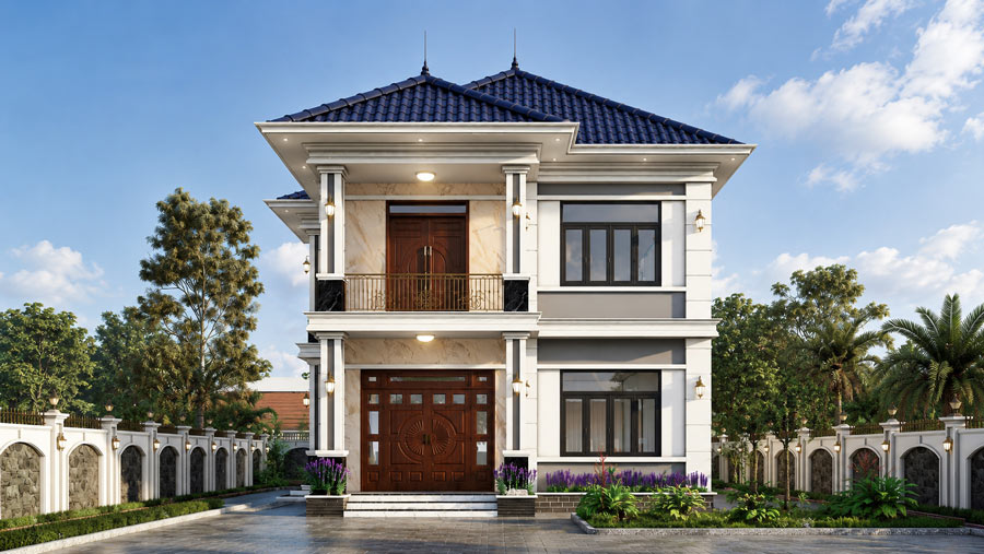 Mẫu nhà vườn 2 tầng mặt tiền 11m