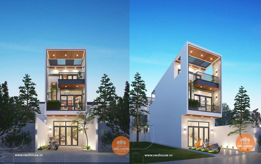 Mẫu nhà 2 tầng 1 tum 4 phòng ngủ 1 phòng thờ