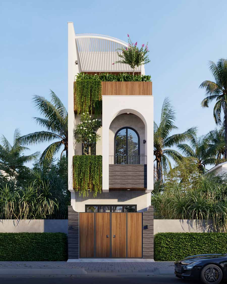 Thiết kế nhà 2 tầng 1 tum 4x15m 2 phòng ngủ