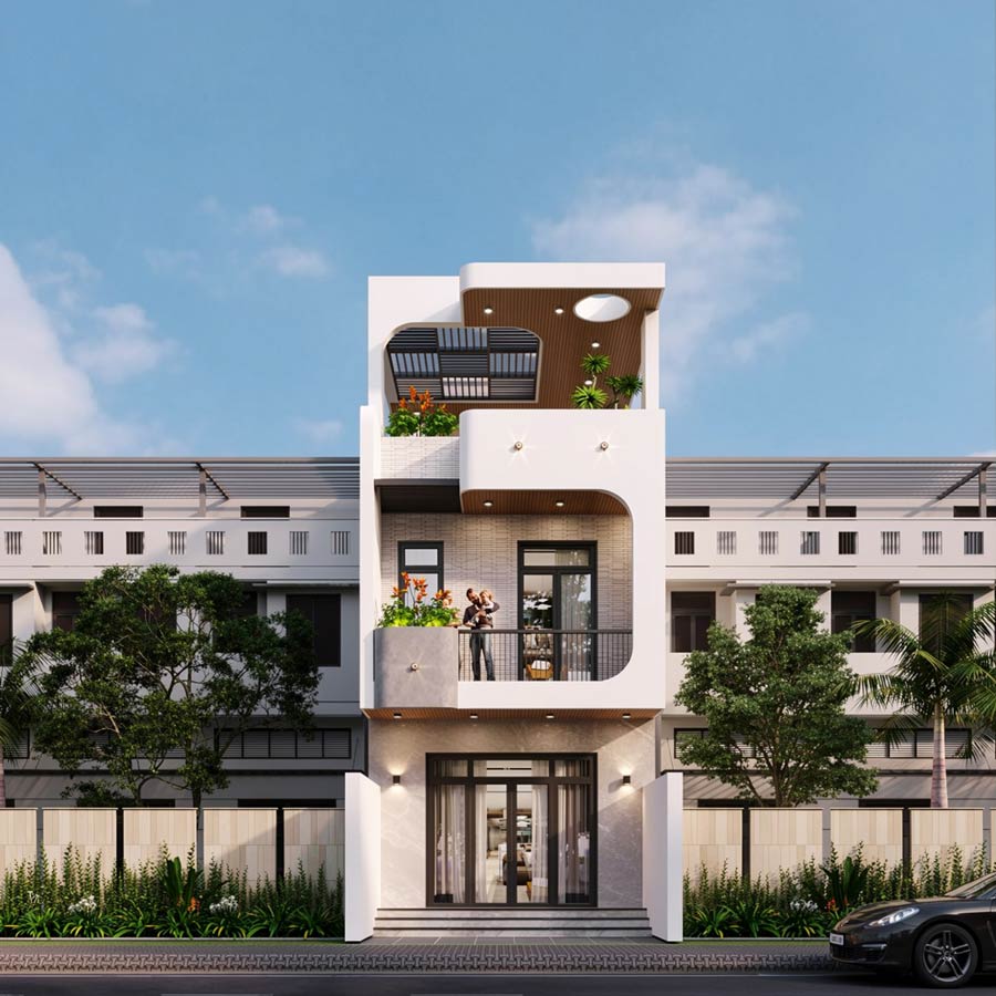 Mẫu nhà 2 tầng 1 tum 4x15m 3 phòng ngủ