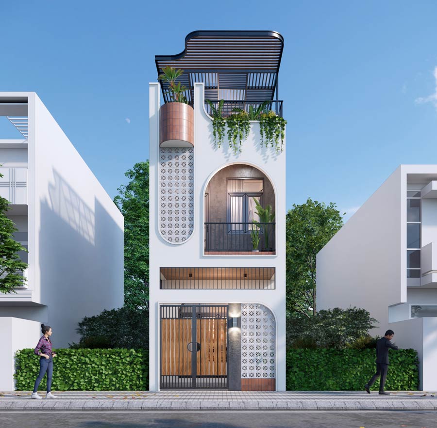Thiết kế nhà 2 tầng 1 tum 4x15m đơn giản mà đẹp