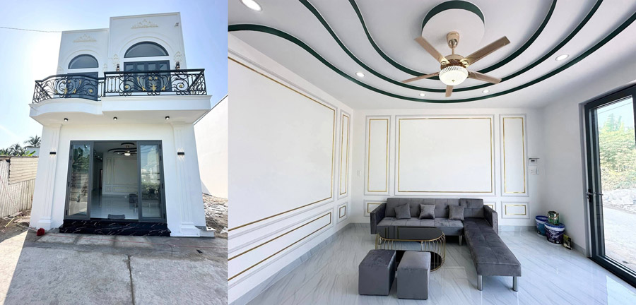 Chi phí thi công hoàn thiện nội thất nhà 2 tầng 70m2