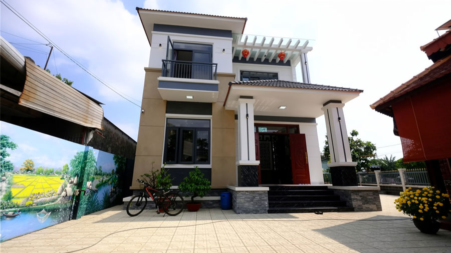 Chi phí thi công hoàn thiện kiến trúc nhà 2 tầng 75m2