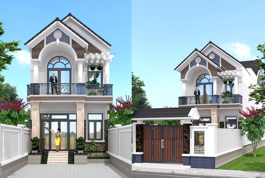 Đặc điểm nổi bật của mẫu nhà ống 2 tầng mái Thái mặt tiền 6m