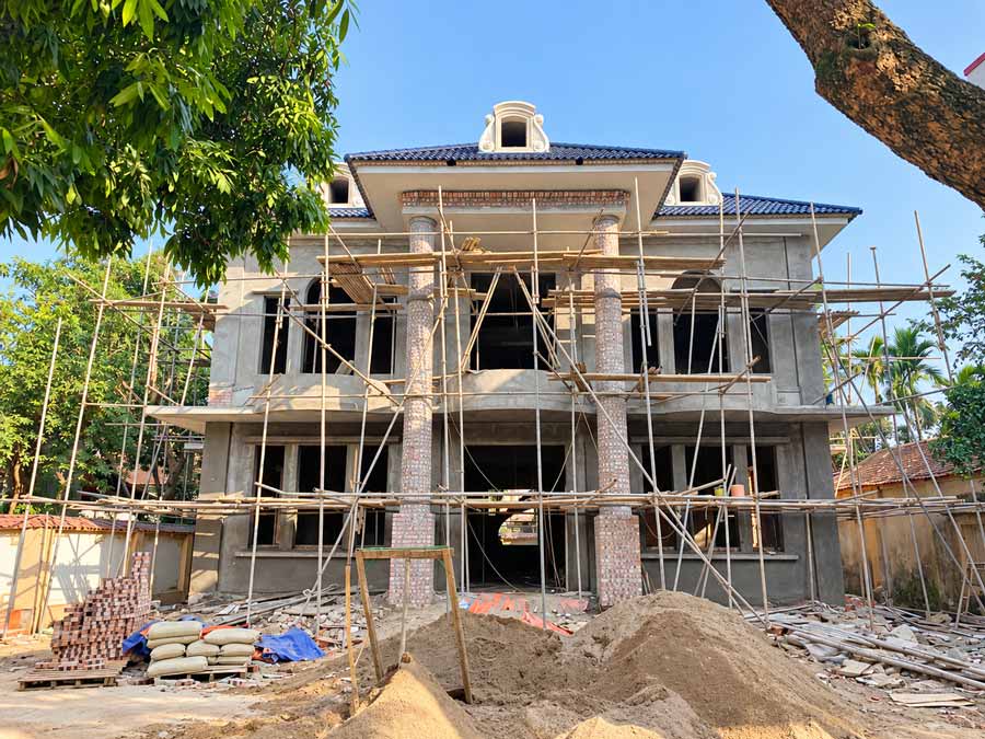Đơn giá xây thô và nhân công hoàn thiện nhà 2 tầng 160m2