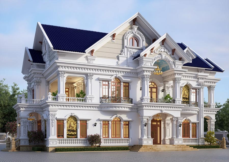 Mẫu biệt thự 2 tầng mái Thái tân cổ điển đẳng cấp