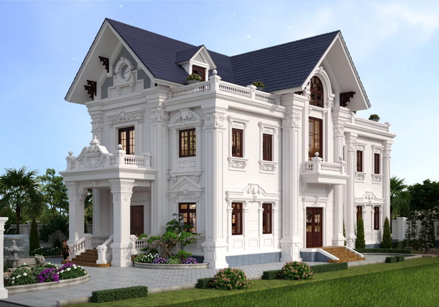 Mẫu biệt thự 2 tầng mái Thái tân cổ điển đẳng cấp