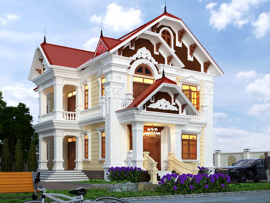 Mẫu biệt thự 2 tầng mái Thái tân cổ điển đẳng cấp