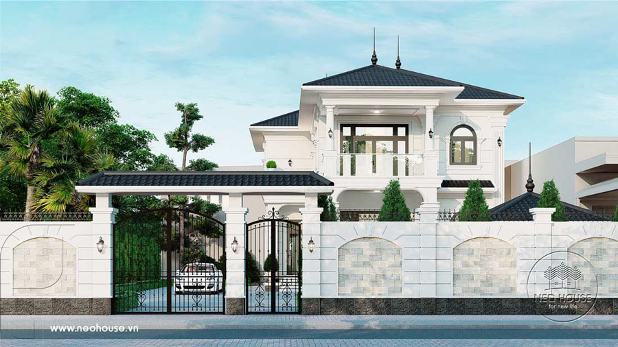 Mẫu nhà 2 tầng 120m2 chữ L